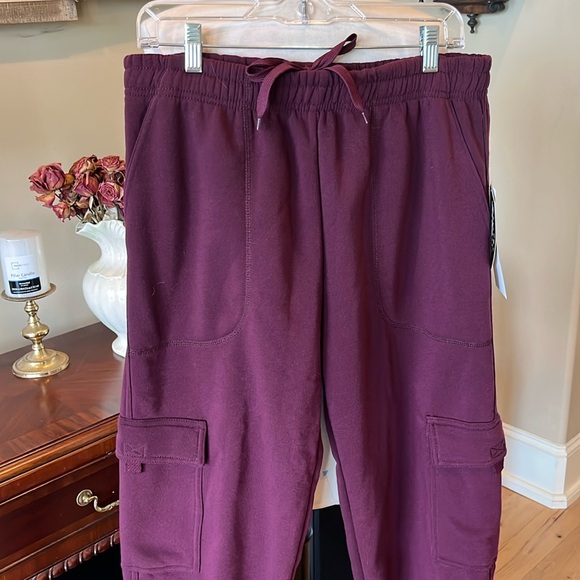 Sweatpants Climate Concepts Maroon Cargo Maroon Fleece Lined Mens Medium - Picture 2 of 16